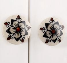 White Painted Star Floral Knob